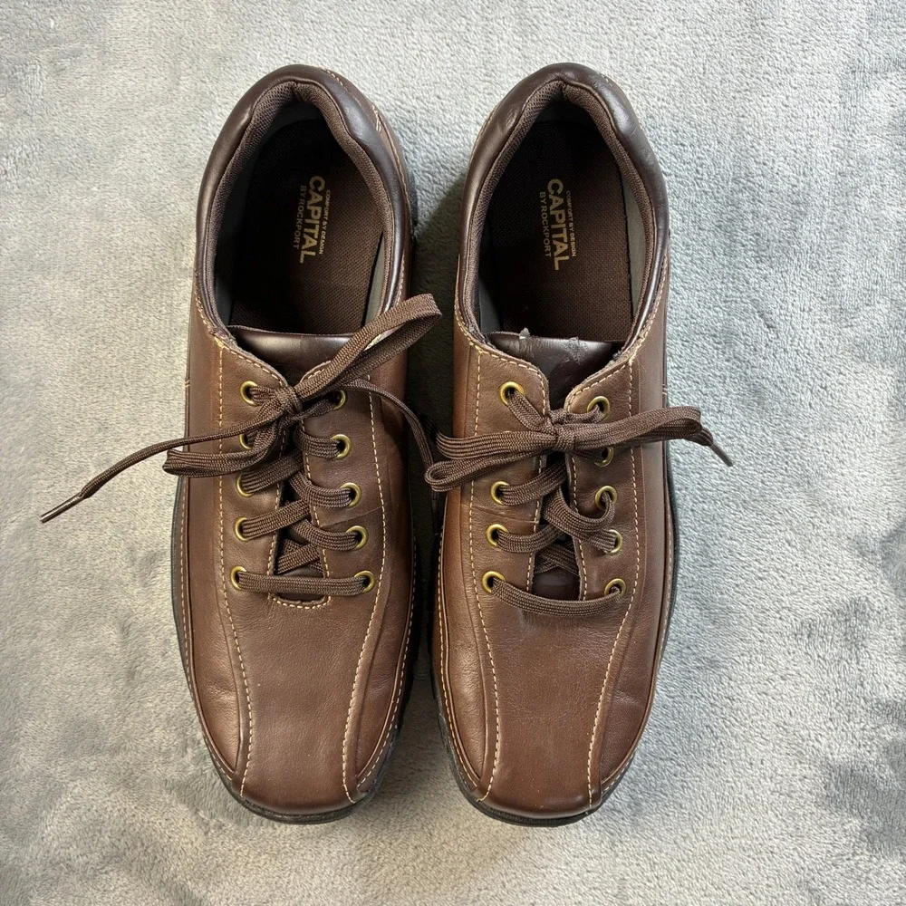 Capital by Rockport‎ Men's Brown Leather Oxford Shoes Size 12M Lace Up READ